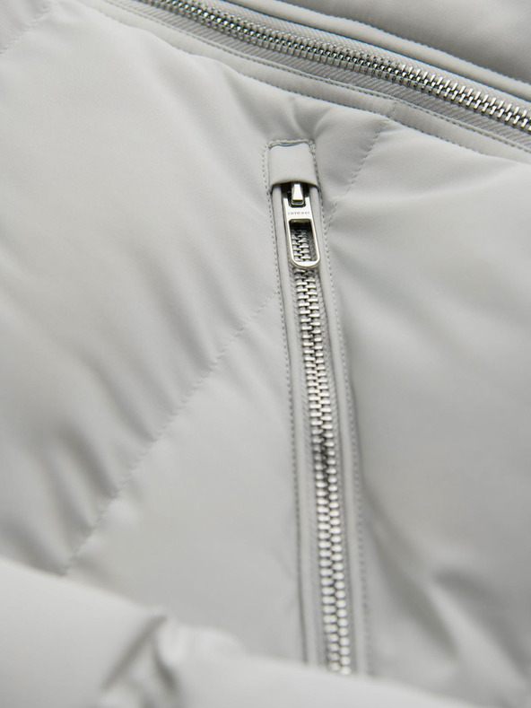 Ombre Clothing Férfi steppelt kabát kapucnival - világosszürke V4 OM-JAHP-0252 Ombre Clothing