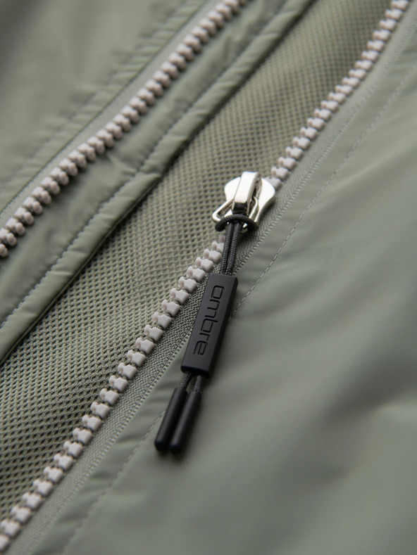 Ombre Clothing Férfi kontrasztos szélálló kabát kapucnival - oliva szürke V3 OM-JANP-0228 Ombre Clothing