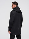 Ombre Clothing Férfi minimalista közepes hosszúságú kabát kapucnival - fekete V4 OM-COLC-0144 Ombre Clothing