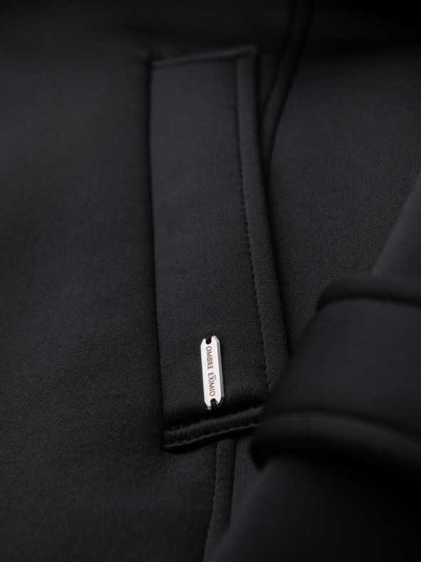 Ombre Clothing Férfi minimalista közepes hosszúságú kabát kapucnival - fekete V4 OM-COLC-0144 Ombre Clothing