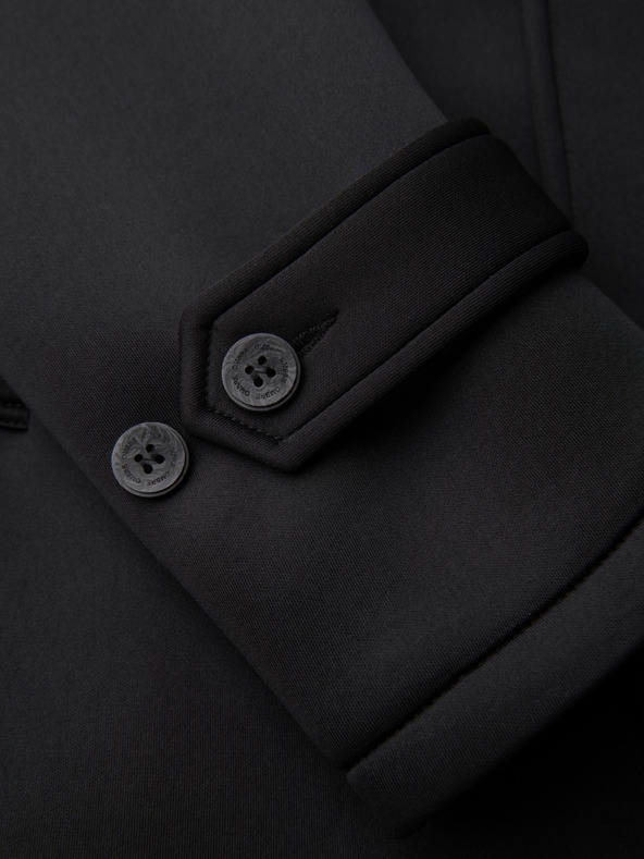 Ombre Clothing Férfi minimalista közepes hosszúságú kabát kapucnival - fekete V4 OM-COLC-0144 Ombre Clothing