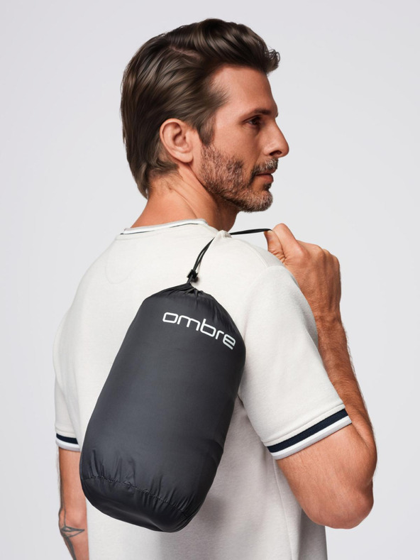 Ombre Clothing Klasszikus férfi steppelt kabát zsebbel - fekete V1 OM-JALP-0295 Ombre Clothing