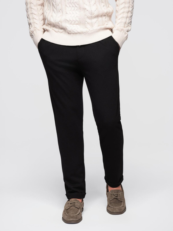 Ombre Clothing Férfi nadrág piké kötöttből állítható derekkal - fekete V2 OM-PACP-0283 Ombre Clothing