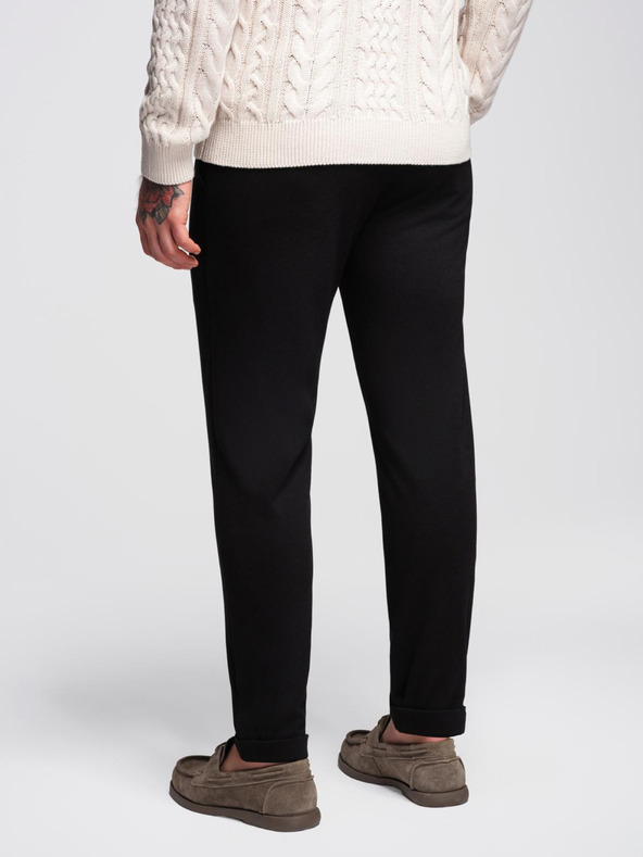 Ombre Clothing Férfi nadrág piké kötöttből állítható derekkal - fekete V2 OM-PACP-0283 Ombre Clothing