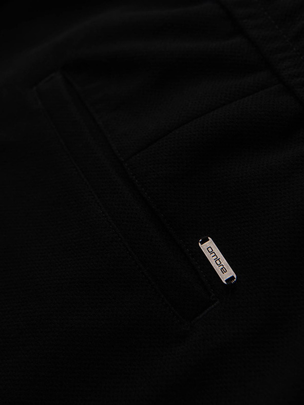 Ombre Clothing Férfi nadrág piké kötöttből állítható derekkal - fekete V2 OM-PACP-0283 Ombre Clothing