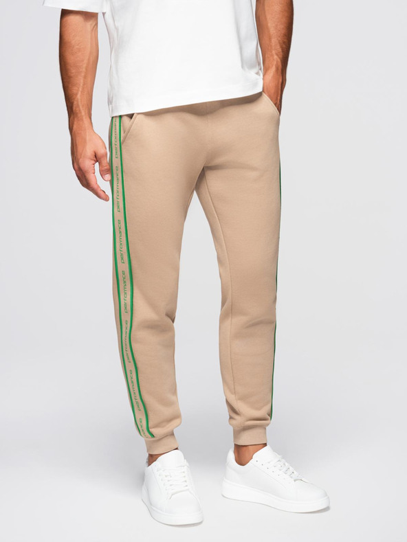 Ombre Clothing Férfi sportnadrág szegélyezéssel - barna V1 OM-PASK-0284 Ombre Clothing