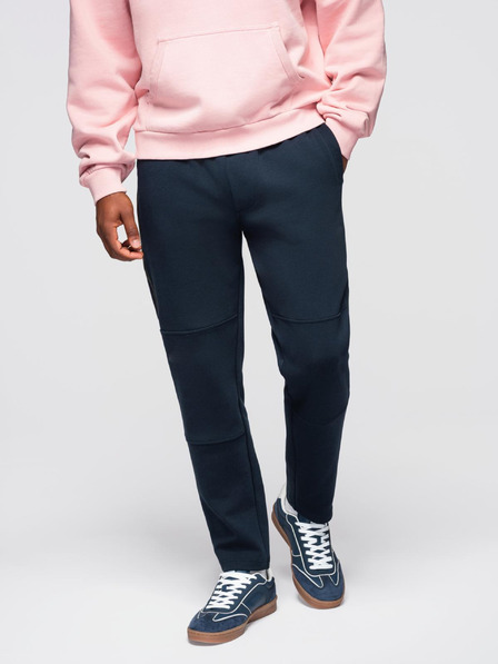 Ombre Clothing Férfi nadrág egyenes szárral és gumi részletekkel - sötét kék V2 OM-PASK-0281 Ombre Clothing