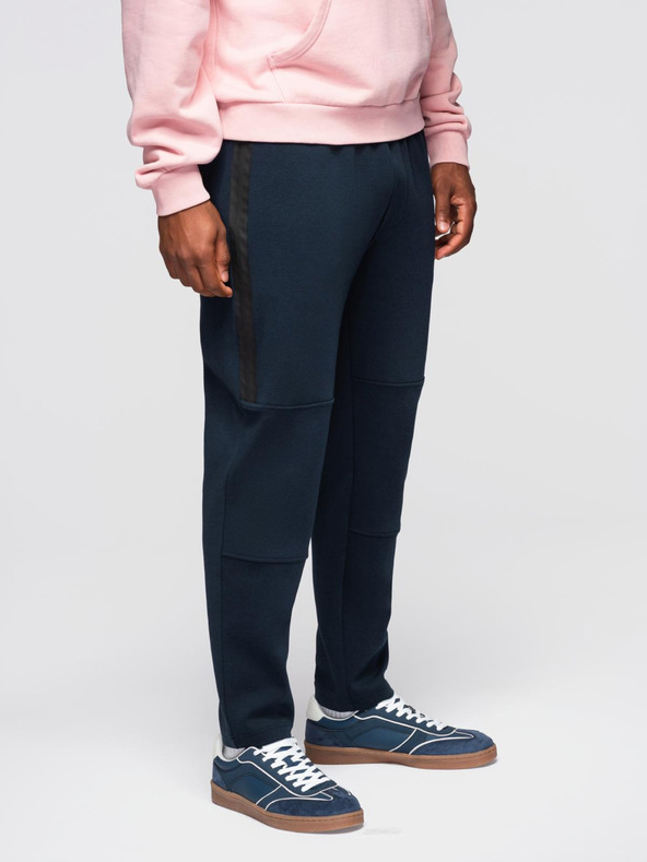 Ombre Clothing Férfi nadrág egyenes szárral és gumi részletekkel - sötét kék V2 OM-PASK-0281 Ombre Clothing