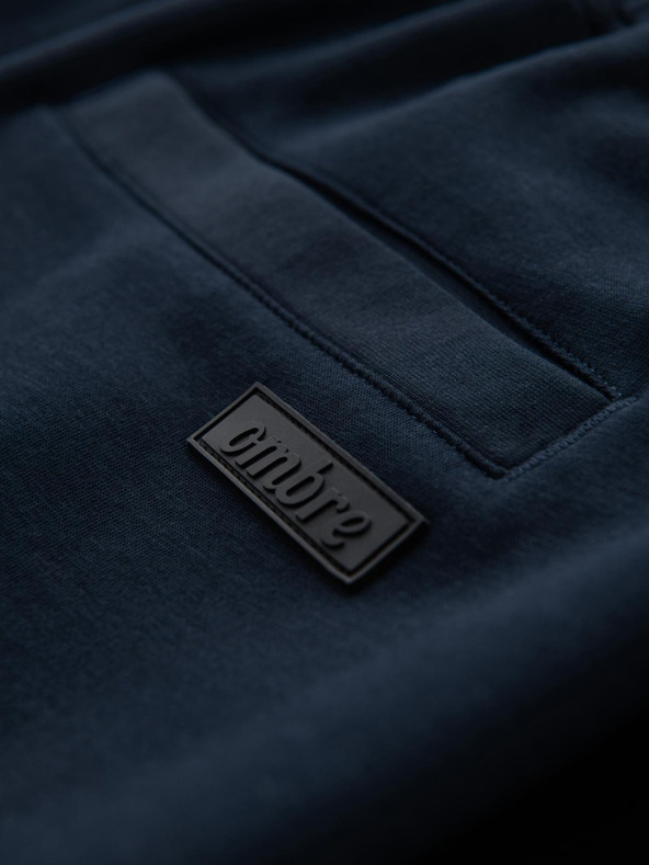 Ombre Clothing Férfi nadrág egyenes szárral és gumi részletekkel - sötét kék V2 OM-PASK-0281 Ombre Clothing