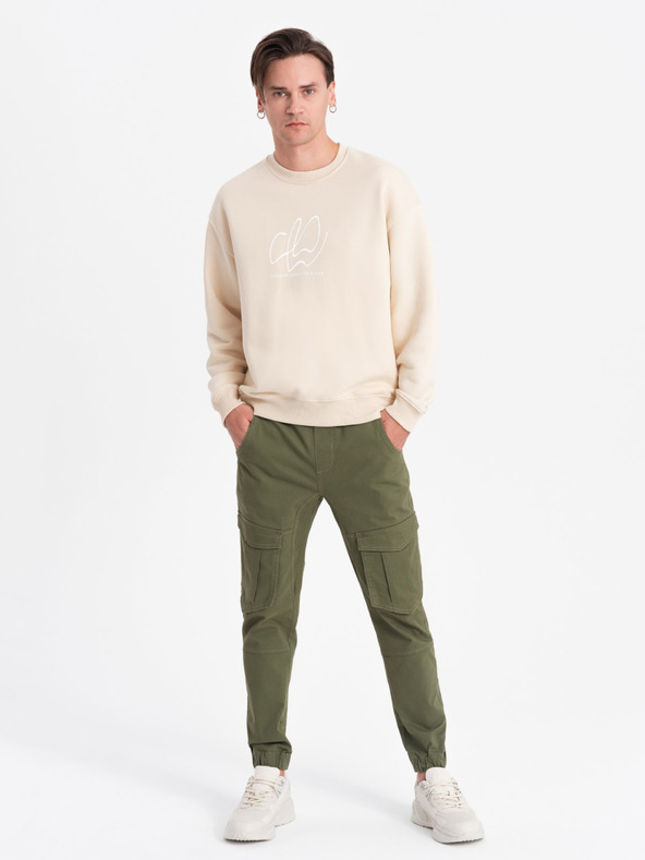Ombre Clothing Férfi JOGGERS nadrág cargo zsebbel - oliva V18 P886 Ombre Clothing