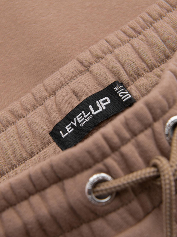 Ombre Clothing Klasszikus uniszex nadrág bordázott mandzettákkal - barna V16 OU-PSBC-0100 Ombre Clothing