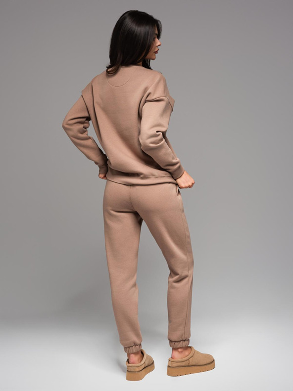 Ombre Clothing Klasszikus uniszex nadrág bordázott mandzettákkal - barna V16 OU-PSBC-0100 Ombre Clothing