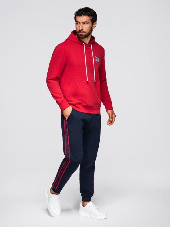 Ombre Clothing Férfi sportnadrág szegélyezéssel - sötét kék V3 OM-PASK-0284 Ombre Clothing