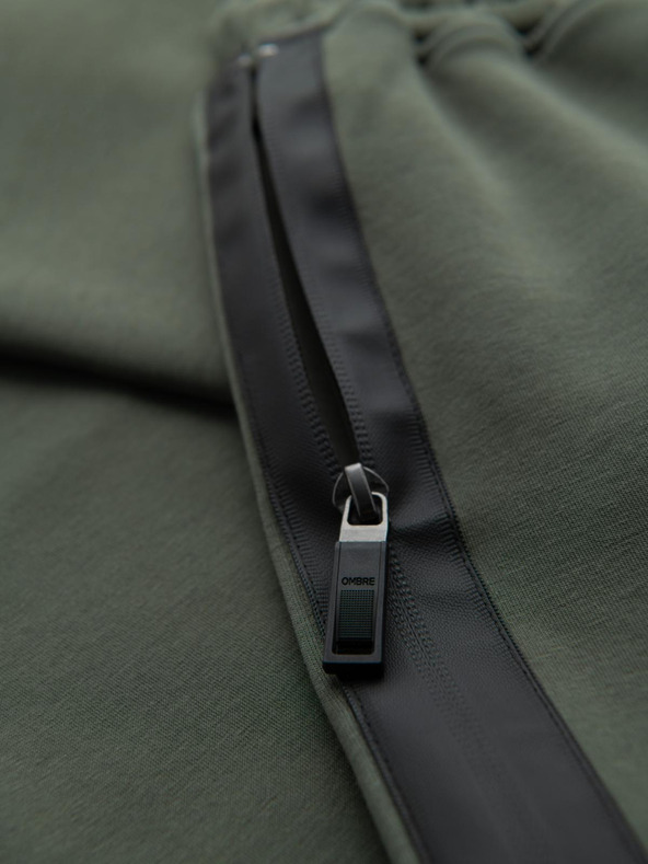 Ombre Clothing Férfi nadrág egyenes szárral és gumi részletekkel - sötét oliva zöld V4 OM-PASK-0281 Ombre Clothing