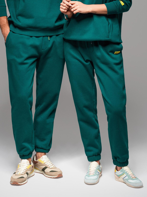 Ombre Clothing Klasszikus uniszex nadrág bordázott mandzettákkal - sötét zöld V17 OU-PSBC-0100 Ombre Clothing