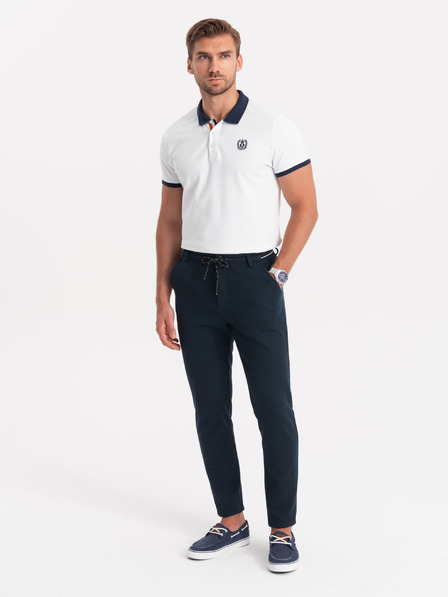 Ombre Clothing Férfi kötött nadrág rugalmas derekkal - sötét kék V3 OM-PACP-0116 Ombre Clothing