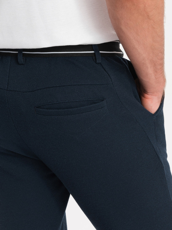 Ombre Clothing Férfi kötött nadrág rugalmas derekkal - sötét kék V3 OM-PACP-0116 Ombre Clothing