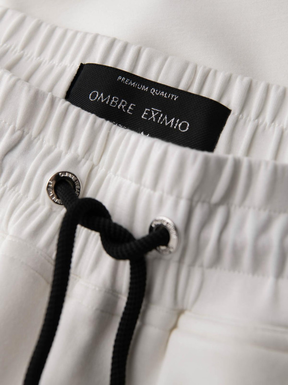 Ombre Clothing Férfi nadrág bordázott szárral és gumi nyomattal - fehér V2 OM-PASK-0223 Ombre Clothing