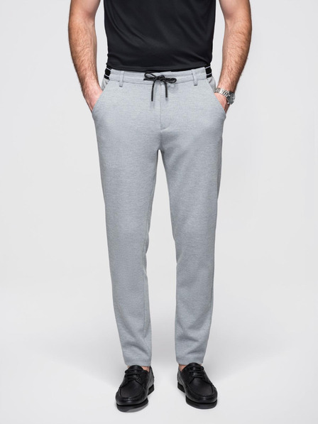 Ombre Clothing Férfi kötött nadrág rugalmas derekkal - világos szürke V1 OM-PACP-0116 Ombre Clothing