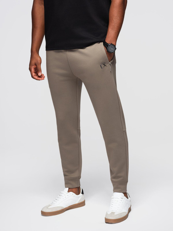 Ombre Clothing Férfi nadrág bordázott szárral és gumi nyomattal - hamu V3 OM-PASK-0223 Ombre Clothing