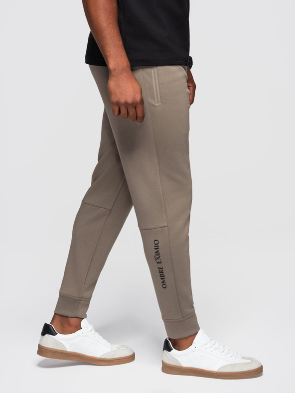 Ombre Clothing Férfi nadrág bordázott szárral és gumi nyomattal - hamu V3 OM-PASK-0223 Ombre Clothing