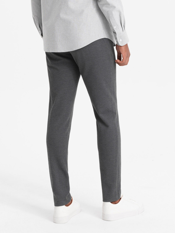 Ombre Clothing Férfi kötött nadrág rugalmas derekkal - sötét szürke V2 OM-PACP-0116 Ombre Clothing