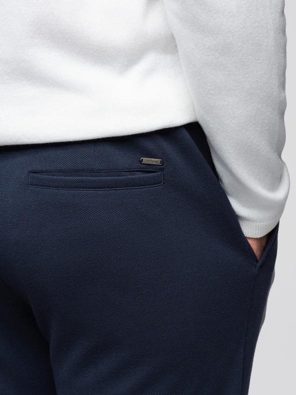 Ombre Clothing Férfi nadrág piké kötöttből állítható derekkal - sötét kék V1 OM-PACP-0283 Ombre Clothing