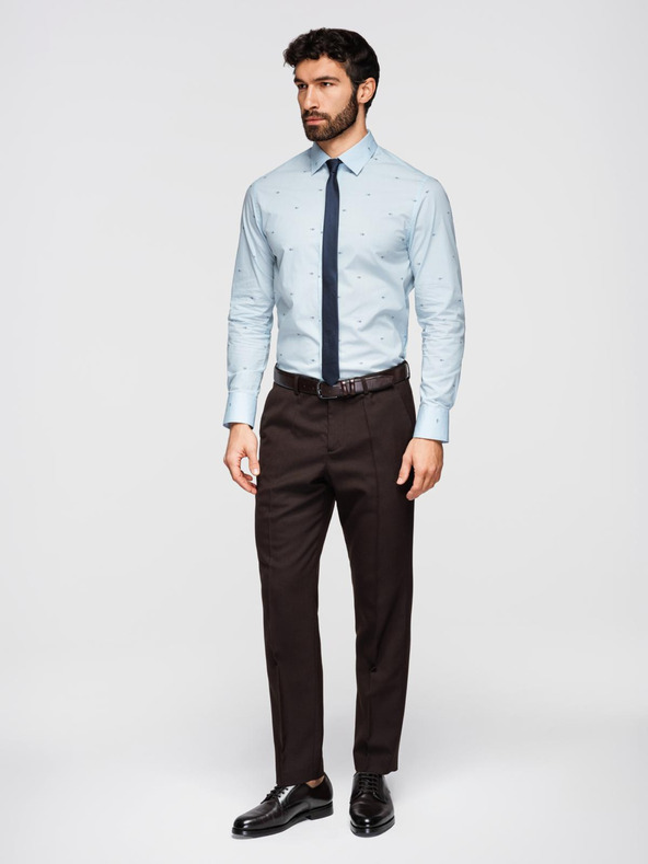 Ombre Clothing Férfi klasszikus pamut ing SLIM FIT mikro mintával - fehér V1 K696 Ombre Clothing