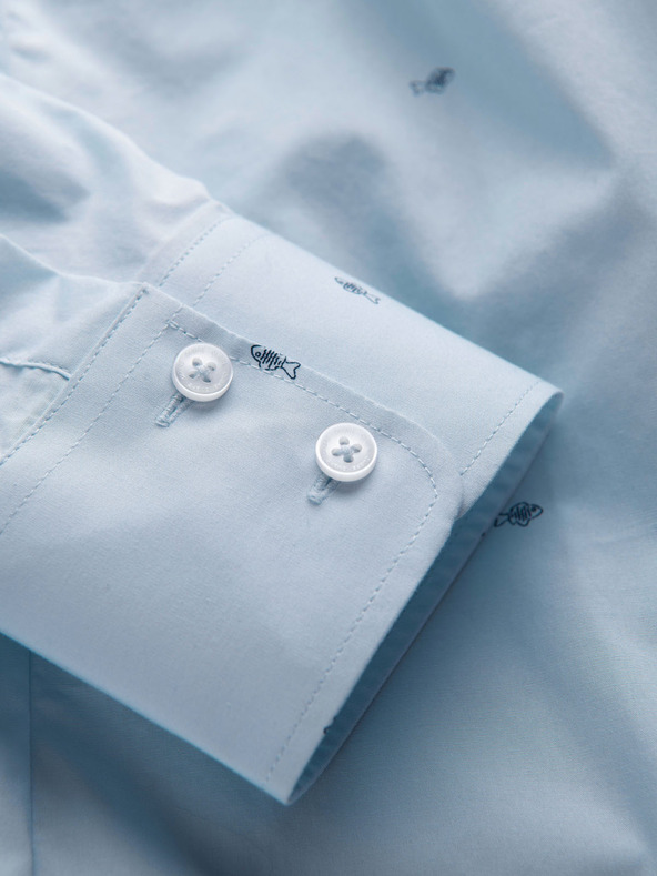 Ombre Clothing Férfi klasszikus pamut ing SLIM FIT mikro mintával - fehér V1 K696 Ombre Clothing