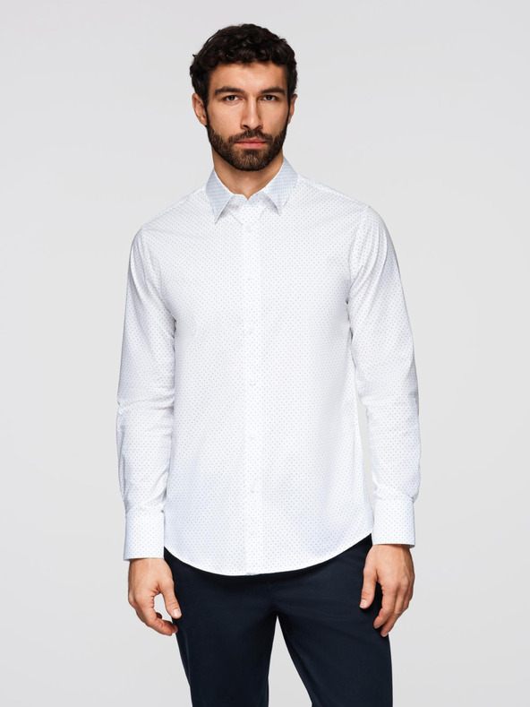 Ombre Clothing Férfi pamut ing REGULAR FIT finom mintával - fehér V1 K698 Ombre Clothing