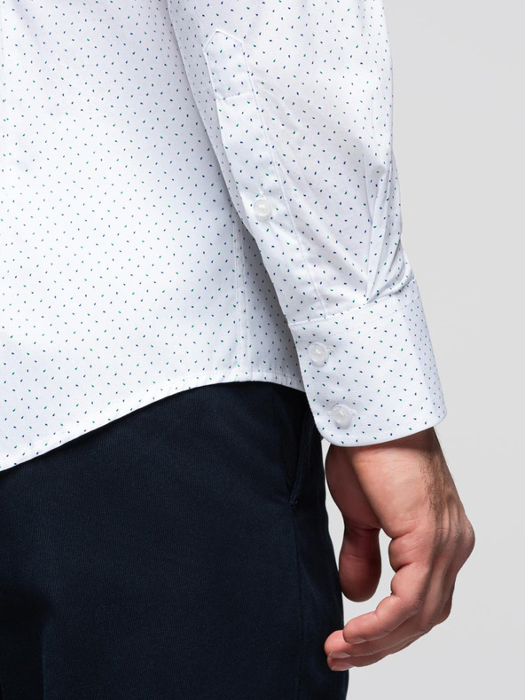 Ombre Clothing Férfi pamut ing REGULAR FIT finom mintával - fehér V1 K698 Ombre Clothing