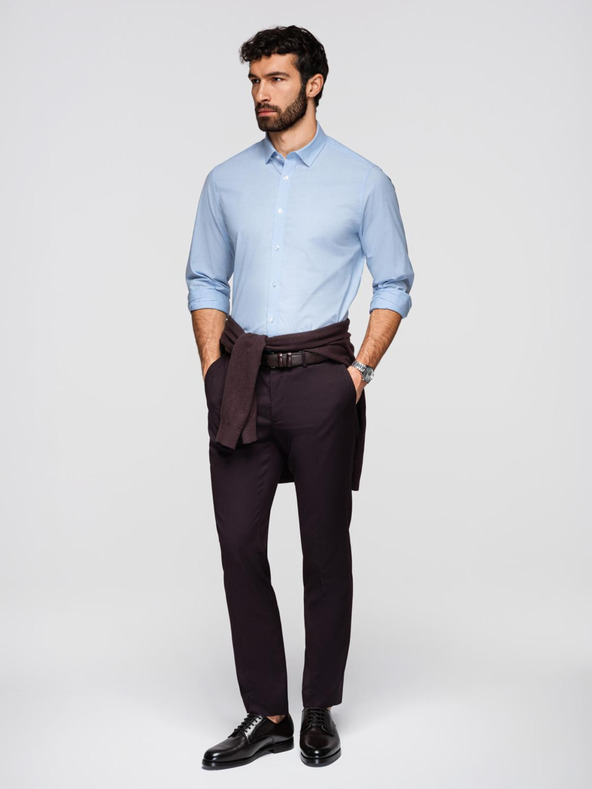 Ombre Clothing Férfi klasszikus pamut ing REGULAR - kék V1 K699 Ombre Clothing