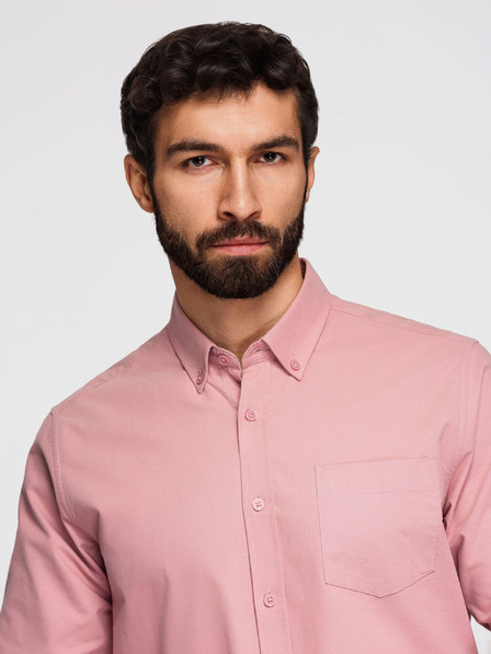 Ombre Clothing Férfi pamut ing REGULAR FIT zsebvel - rózsaszín V3 K700 Ombre Clothing