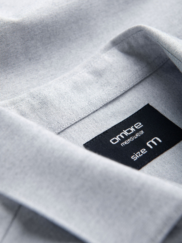 Ombre Clothing Férfi ing klasszikus regular fit szabással - szürke melange V2 K694 Ombre Clothing