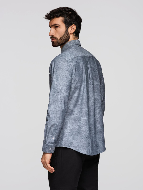 Ombre Clothing Klasszikus férfi flannel pamut ing virágokkal - szürke V3 K701 Ombre Clothing