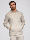 Ombre Clothing Férfi pamut fleece szett kenguru pulóver + jogger nadrág - világosbézs V1 Z121 Ombre Clothing