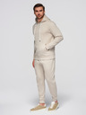 Ombre Clothing Férfi pamut fleece szett kenguru pulóver + jogger nadrág - világosbézs V1 Z121 Ombre Clothing
