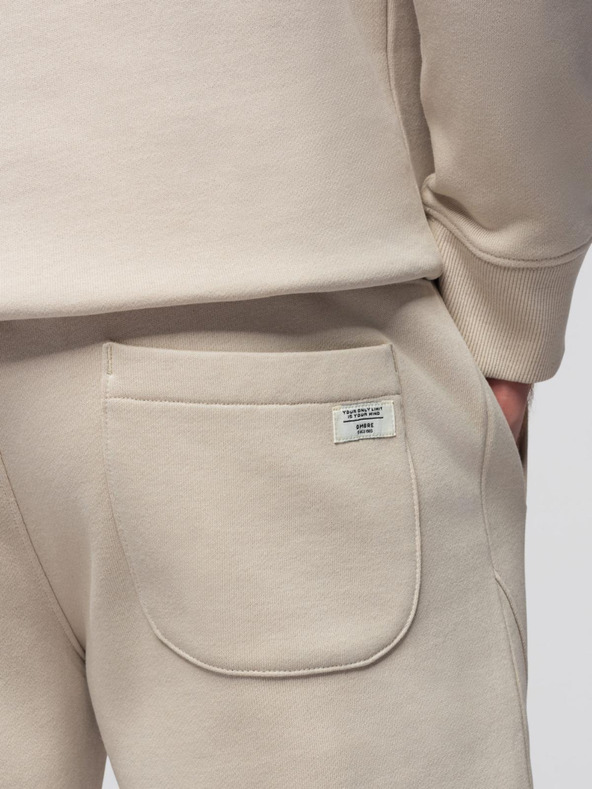 Ombre Clothing Férfi pamut fleece szett kenguru pulóver + jogger nadrág - világosbézs V1 Z121 Ombre Clothing