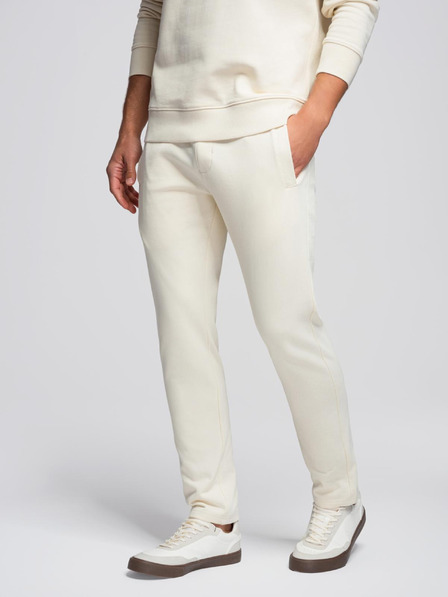 Ombre Clothing Férfi melegítő szett kerek nyakú pulóver + regular fit nadrág - krém V11 Z122 Ombre Clothing