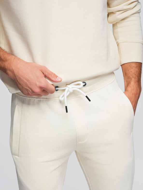 Ombre Clothing Férfi melegítő szett kerek nyakú pulóver + regular fit nadrág - krém V11 Z122 Ombre Clothing