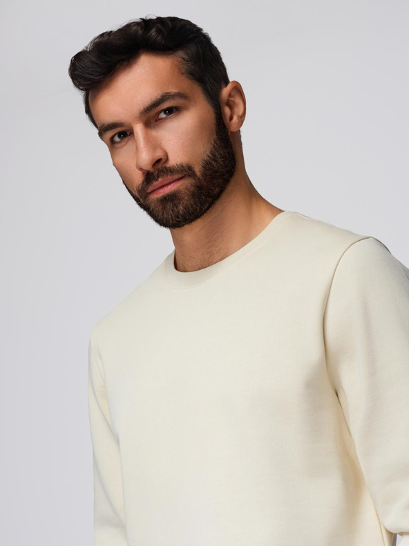 Ombre Clothing Férfi melegítő szett kerek nyakú pulóver + regular fit nadrág - krém V11 Z122 Ombre Clothing