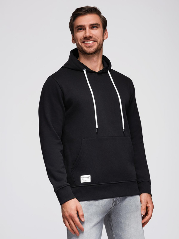 Ombre Clothing Férfi kenguru BASIC pulóver kapucnival - fekete V5 B1674 Ombre Clothing