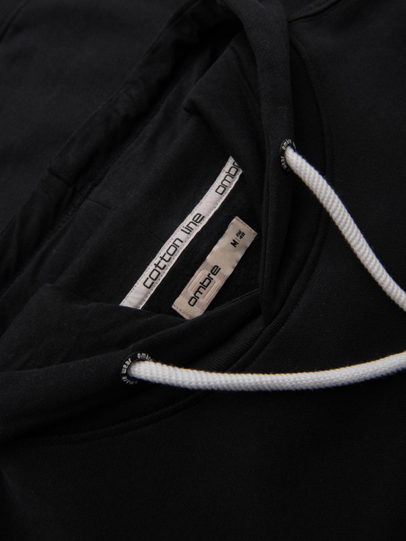 Ombre Clothing Férfi kenguru BASIC pulóver kapucnival - fekete V5 B1674 Ombre Clothing