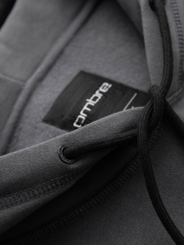 Ombre Clothing Férfi kenguru pulóver hímzéssel és kapucnival - grafitszürke V2 OM-SSNZ-0241 Ombre Clothing