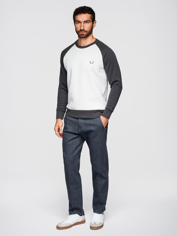 Ombre Clothing Férfi kontrasztos pulóver raglan ujjakkal - krémszínű és grafitszürke V1 OM-SSNZ-0239 Ombre Clothing