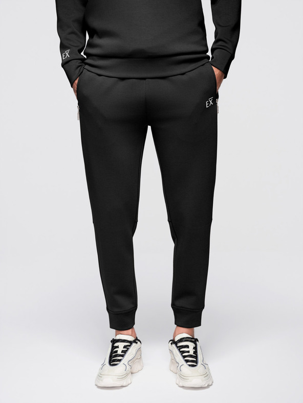 Ombre Clothing Férfi fleece szett álló gallérral ellátott pulóver + jogger nadrág - fekete V1 Z117 Ombre Clothing