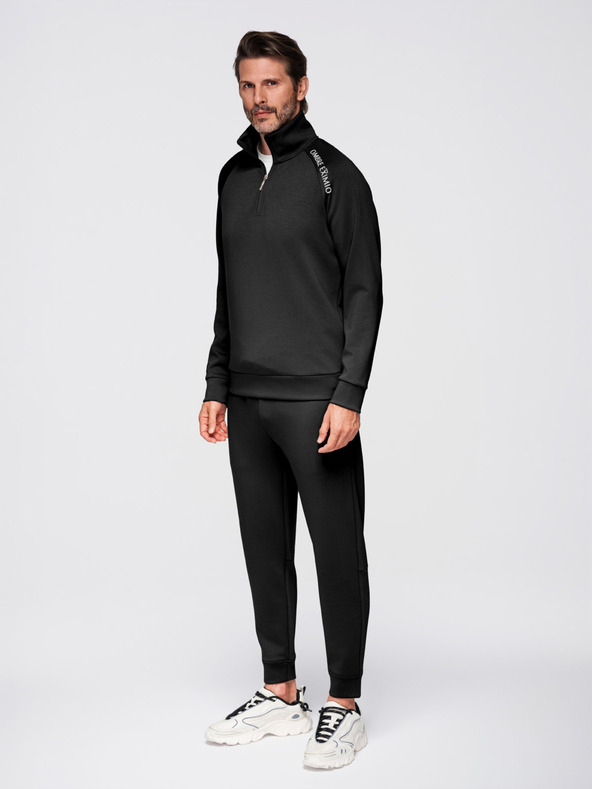 Ombre Clothing Férfi fleece szett álló gallérral ellátott pulóver + jogger nadrág - fekete V1 Z117 Ombre Clothing