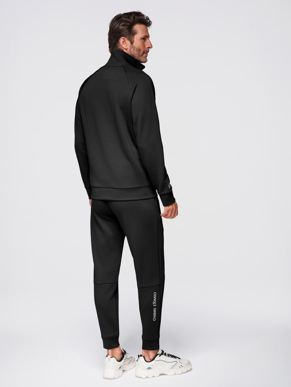 Ombre Clothing Férfi fleece szett álló gallérral ellátott pulóver + jogger nadrág - fekete V1 Z117 Ombre Clothing