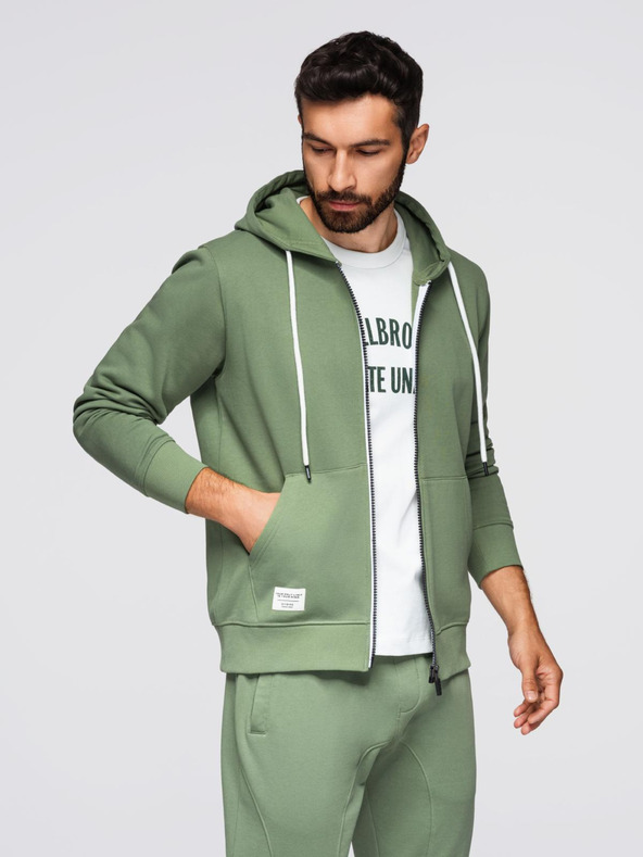 Ombre Clothing Férfi fleece szett kapucnis pulóver + jogger nadrág - világoszöld V3 Z119 Ombre Clothing