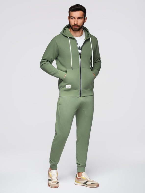 Ombre Clothing Férfi fleece szett kapucnis pulóver + jogger nadrág - világoszöld V3 Z119 Ombre Clothing